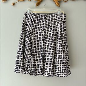Martin + Osa Navy and White Knee-Length A-Line pleated Skirt